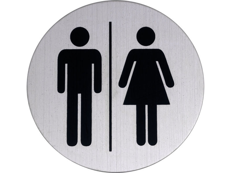 Bilde av WC-skilt dame/herre rustfritt svart 75 mm