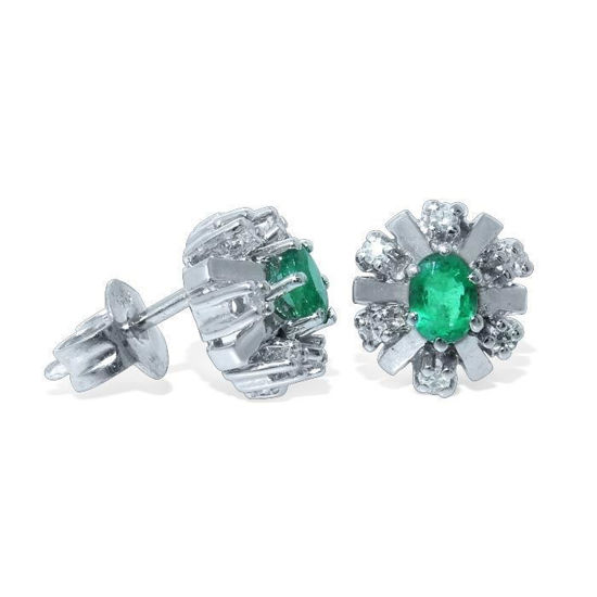 Diamant øredobber med 0,12 ct W-SI og smaragd -760054
