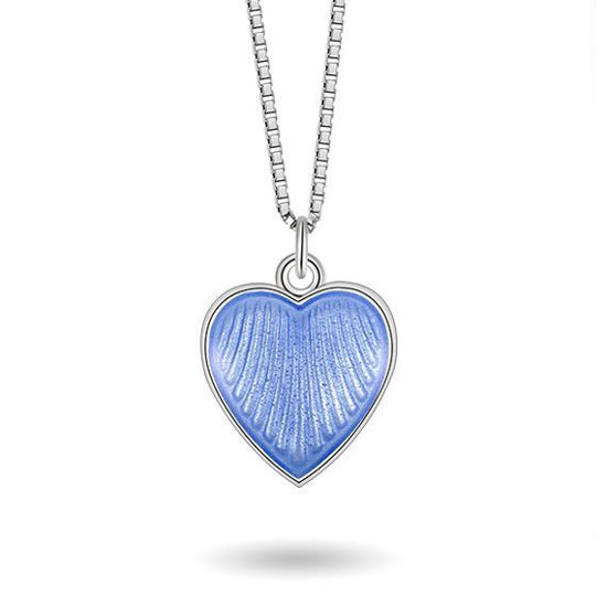 Smykke Lys blått hjerte i sølv