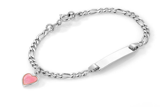 ID-armbånd i sølv - Rosa hjerte 