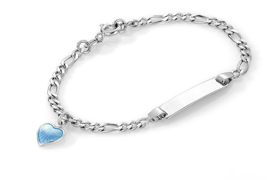 ID-armbånd i sølv - Lys blått hjerte 