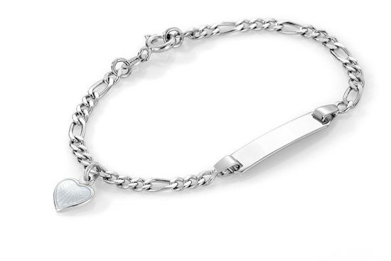ID-armbånd i sølv - Hvitt hjerte 