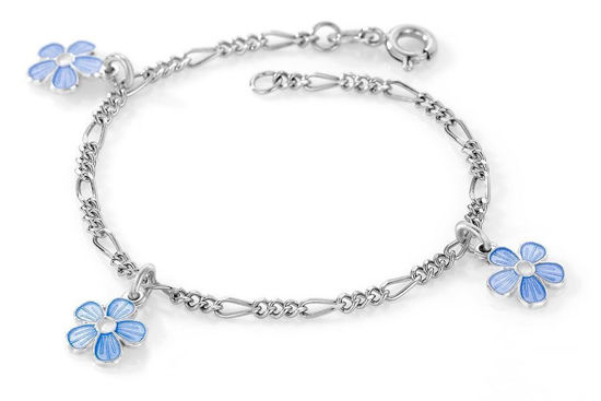 Charms-armbånd i sølv -Blå blomster 