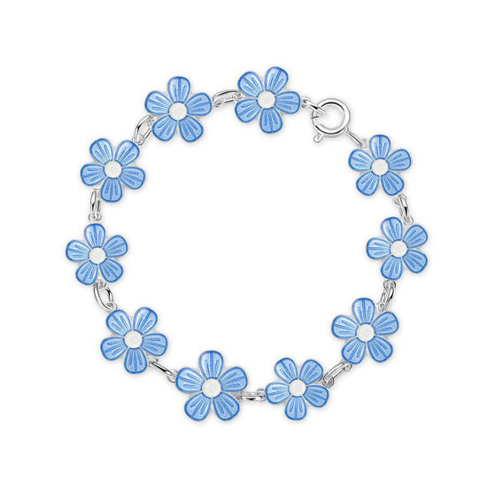 Armbånd i sølv - Blå blomster 