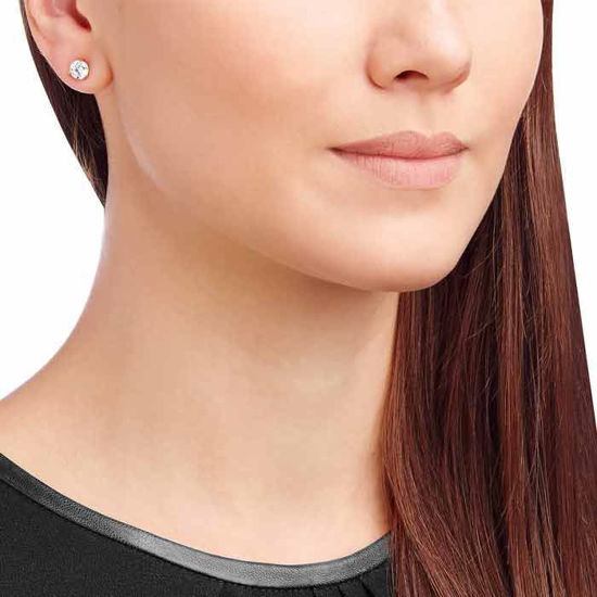 Swarovski øredobber Solitaire Pierced Earrings, White, Rose-gold tone plated - 5112156