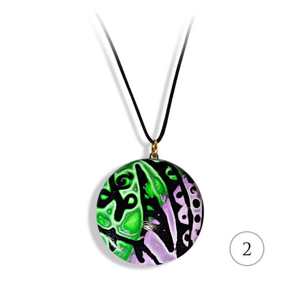 Smykke med sort & Grønn-lilla mønster, håndlaget -28020700
