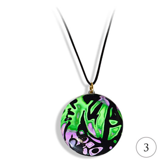 Smykke med sort & Grønn-lilla mønster, håndlaget -28020700