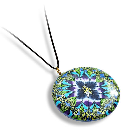 Smykke Kaleidoskop med Blå blomst, håndlaget -28020712