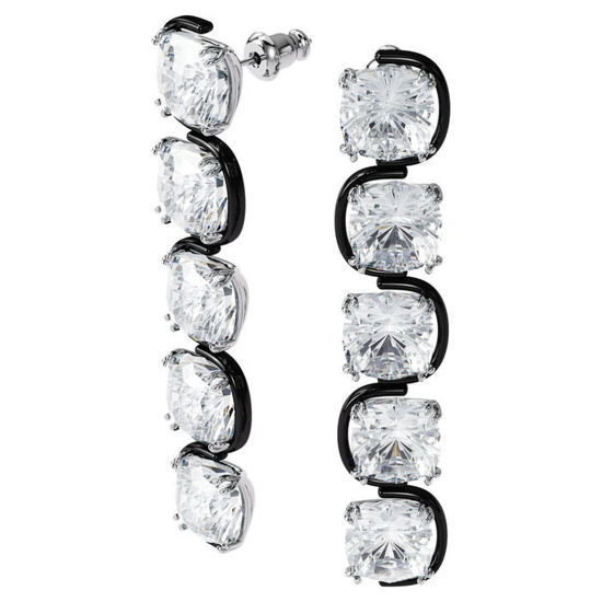 Swarovski øredobber Harmonia drop earrings Cushion cut floating crystals, white, mixed - 5600043
