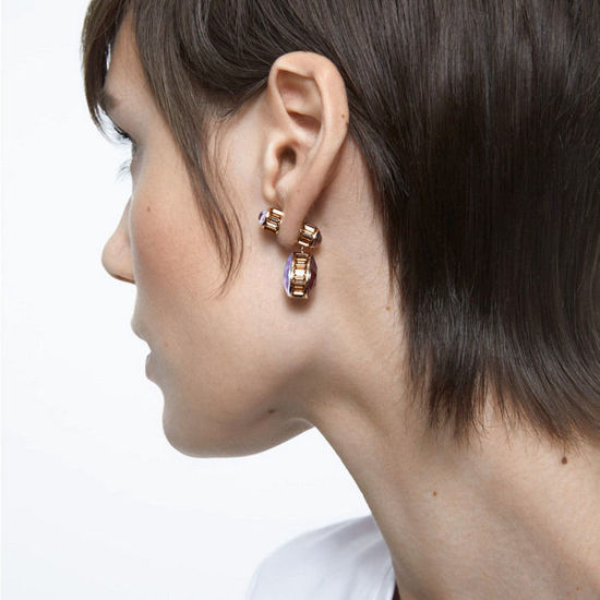Swarovski øredobber Orbita earrings Asymmetrical, Drop cut crystals, white, gold - 5600523
