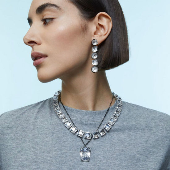 Swarovski smykke Millenia necklace Square cut crystals, White, Rhodium plated - 5599206