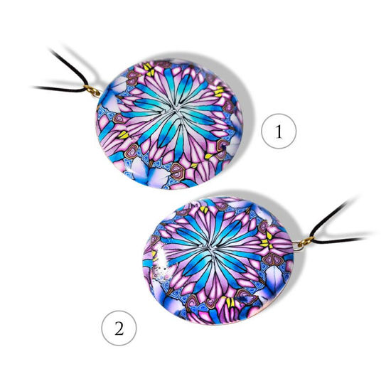 Håndlaget smykke Kaleidoskop, Blå og rosa mønster - 28020740