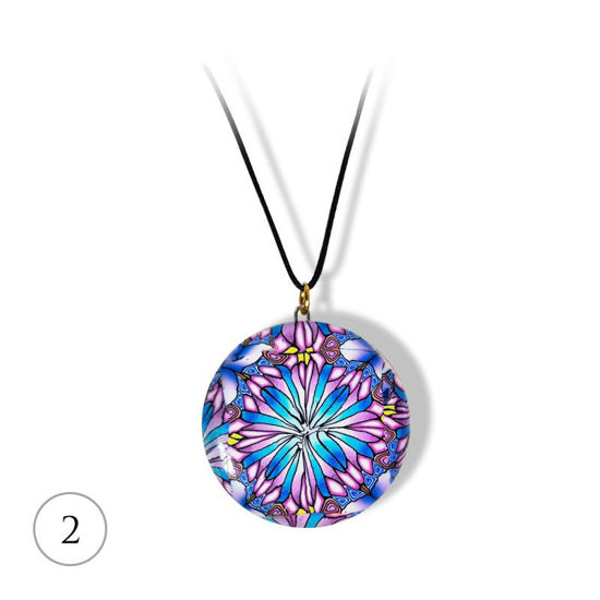 Håndlaget smykke Kaleidoskop, Blå og rosa mønster - 28020740