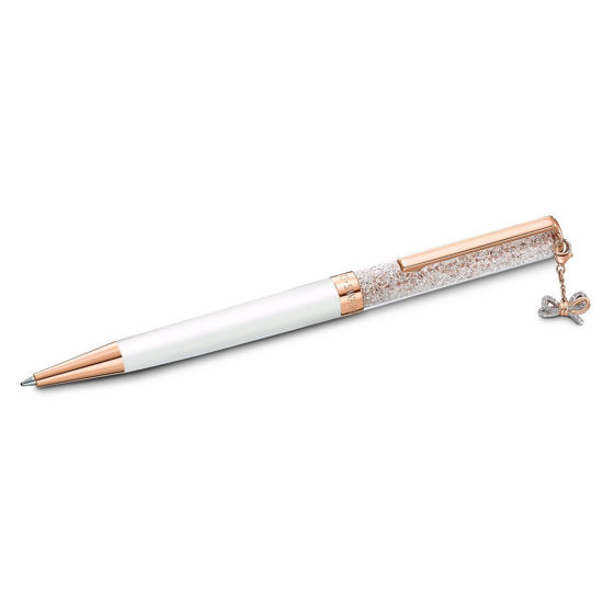 Swarovski Crystalline Celebration 2021 ballpoint pen Bow, White, Rose gold-tone plated - 5553339