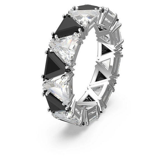 Swarovski Millenia cocktail ring Triangle cut crystals, Black, Rhodium plated - 5620674
