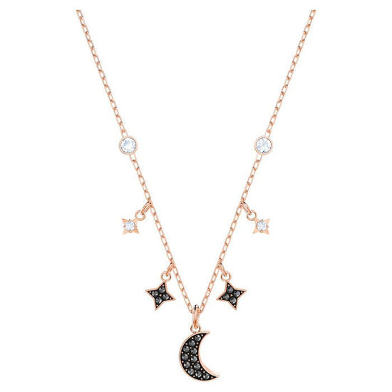 Swarovski Symbolic Moon Necklace, Black, Rose-gold tone plated collier - 5429737