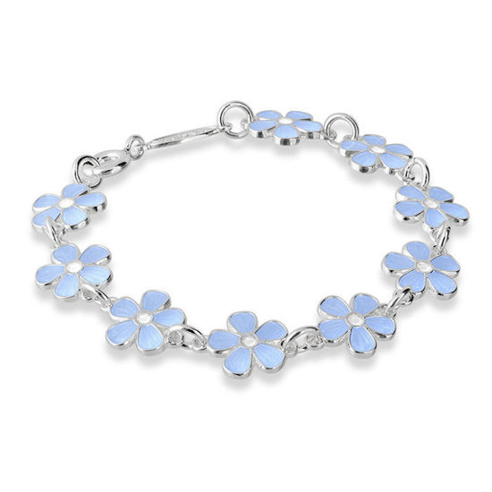 Armbånd i sølv - Blå blomster - 90202
