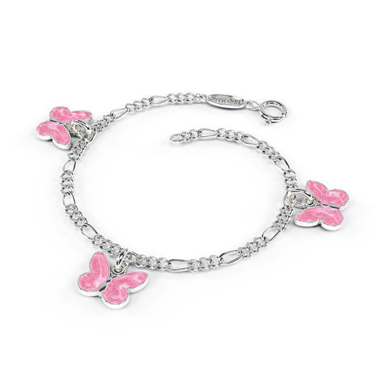 Charms-armbånd i sølv - Rosa sommerfugler - 32501