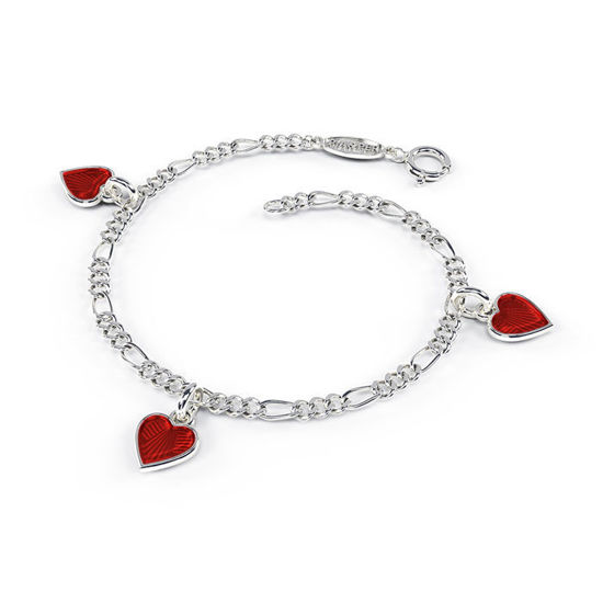 Charms-armbånd i sølv - Røde hjerter  - 22511