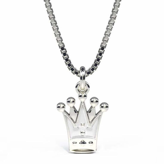 Smykke Halskjede i sølv - Hvit prinsessekrone -  42703