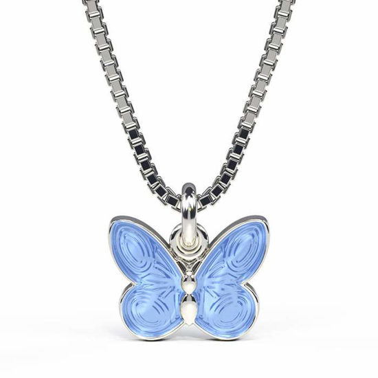 Smykke Halskjede i sølv - Lyseblå sommerfugl - 32702