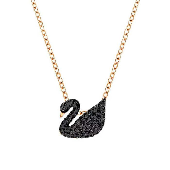 Smykke Swarovski Iconic Swan Pendant, Black, Rose-gold tone plated - 5204133	
