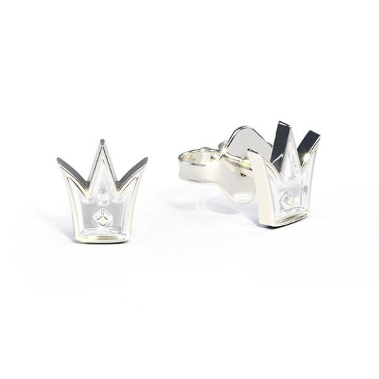 Ørestikk i sølv - Små hvite prinsessekroner - 4200603