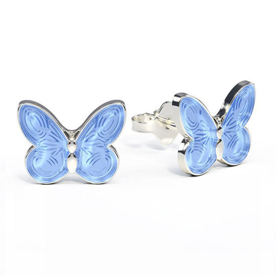 Ørestikk i sølv - Lyseblå sommerfugler - 32602