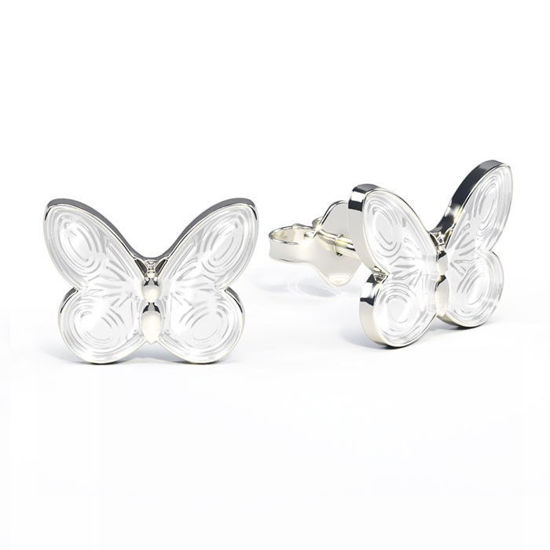 Ørestikk i sølv - Hvite sommerfugler - 32603