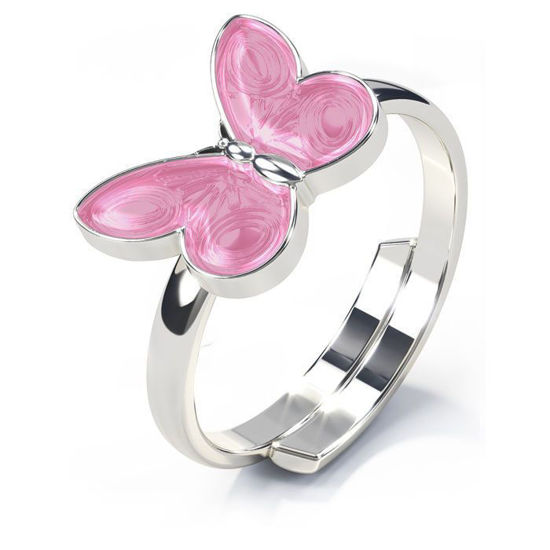 Ring i sølv - Rosa sommerfugl - 32301